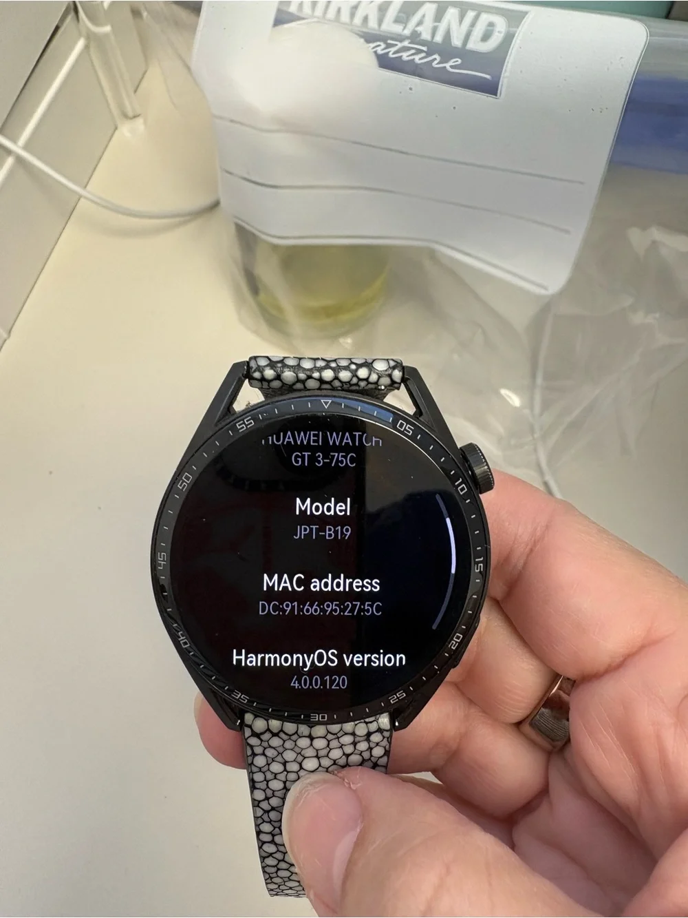 Huawei GT3 smartwatch with leather band and accessories